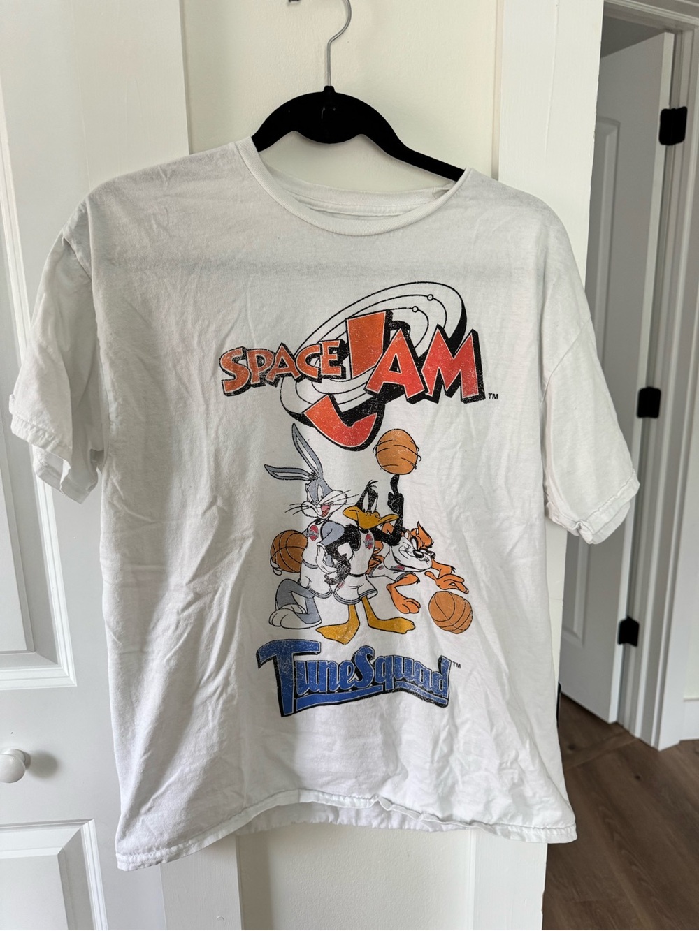 Space Jam Tune Squad Graphic Tee - White with Orange/Blue Accents 100% Cotton